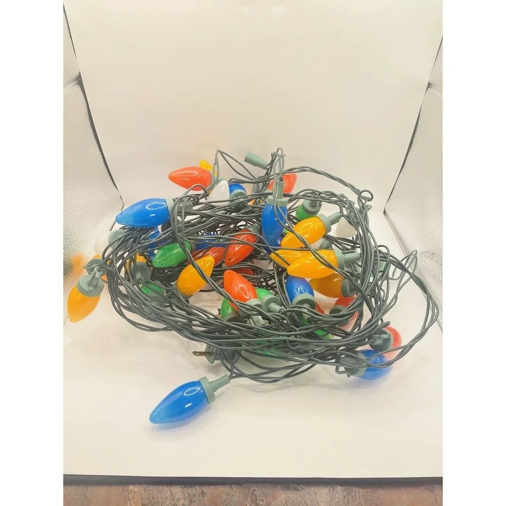 Lot of 3 Sets Opaque Colored Retro Christmas Lights w/Green Wire (50) Each C2